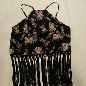 Floral and Fringe Crop top